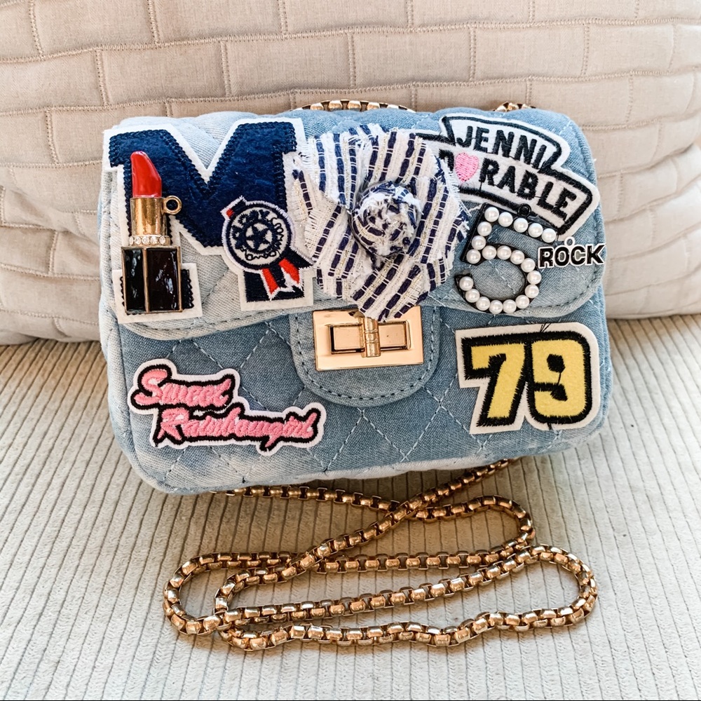 Blue pearl flower shoulder crossbody bag - Picture 2 of 8
